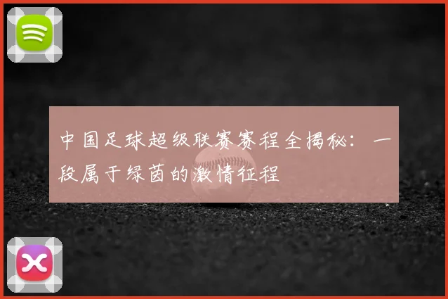 中国足球超级联赛赛程全揭秘:一段属于绿茵的激情征程
